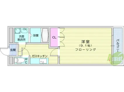 ビューパートK(1K/1階)の間取り写真