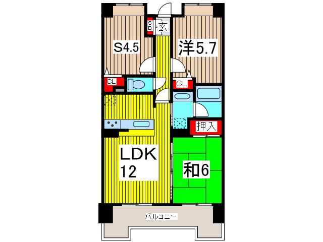 レクセルプラザ西川口(2SLDK/5階)の間取り写真