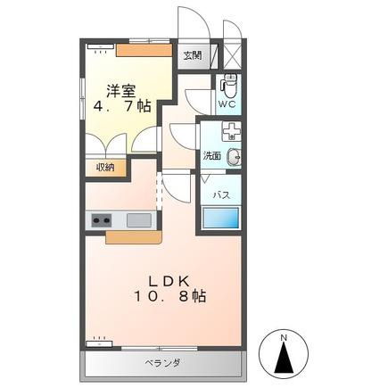 グランドール鹿嶋(1LDK/1階)の間取り写真