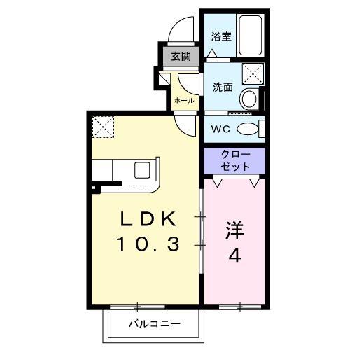 レジデンス西下台(1LDK/1階)の間取り写真