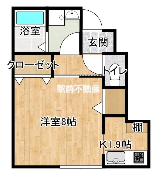 STYLE甘木(1K/1階)の間取り写真