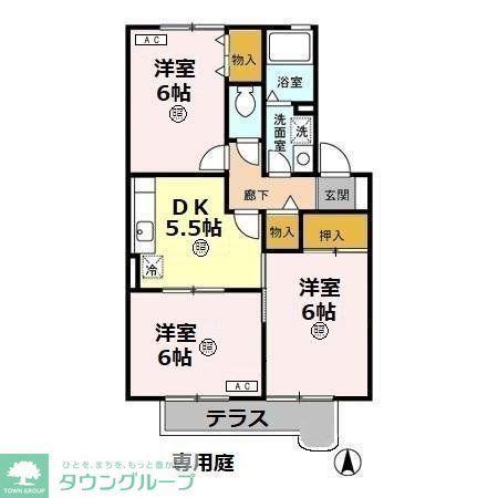 スクウェアガーデンVI(3DK/1階)の間取り写真