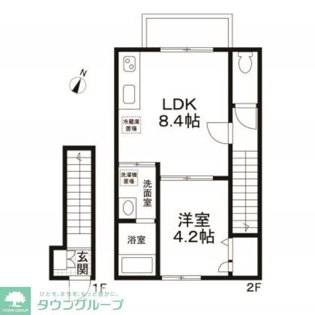 フォンターナII(1LDK/2階)の間取り写真