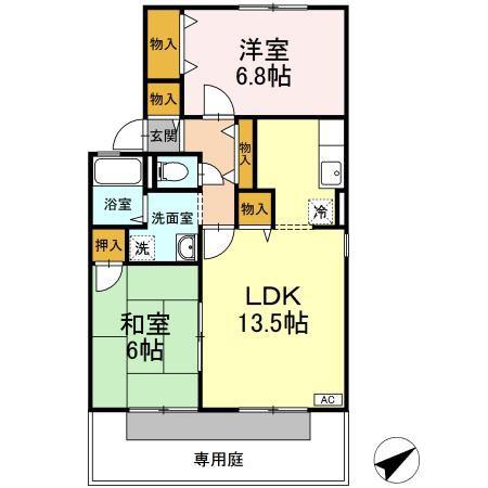 サン・ルミエール C(2LDK/1階)の間取り写真