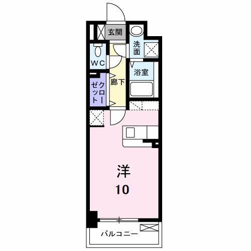 ボスカート F(ワンルーム/4階)の間取り写真