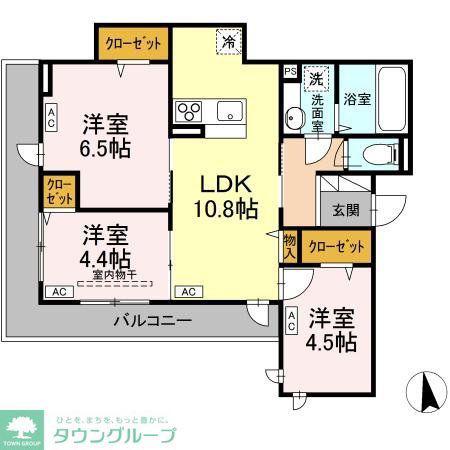 アセットコート貫井北町 B棟(3LDK/3階)の間取り写真
