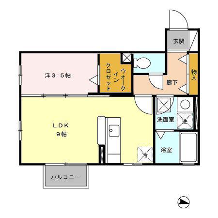 ソフィアレジデンスB(1LDK/2階)の間取り写真