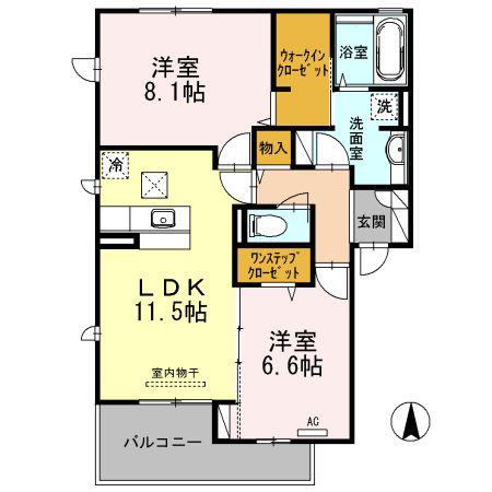 RE・EARTHの杜はな(2LDK/1階)の間取り写真