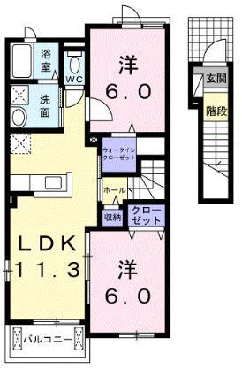 ディア コート(2LDK/2階)の間取り写真