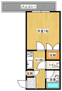 ベルパッソ三篠(1K/6階)の間取り写真