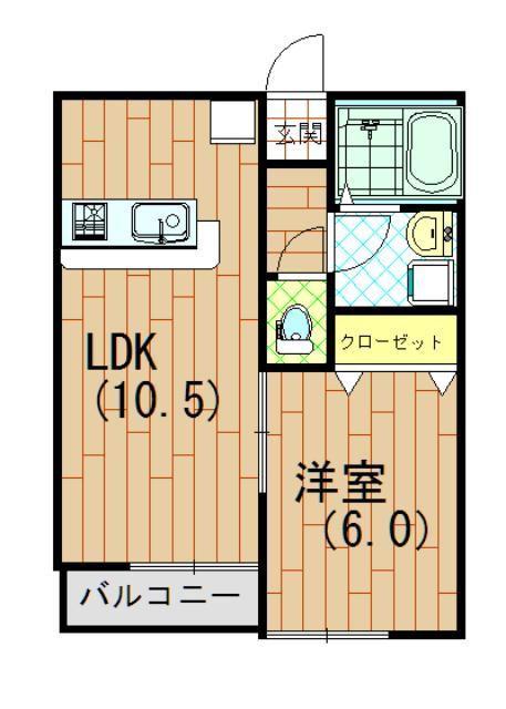 クオリア(1LDK/2階)の間取り写真