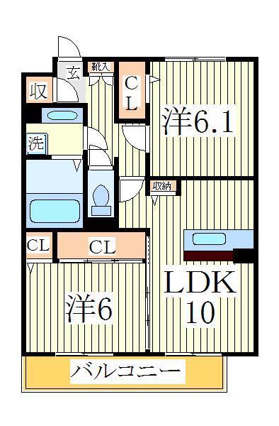 グランフェリシア(2LDK/1階)の間取り写真