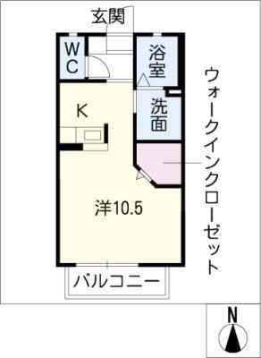 スピリトA(ワンルーム/1階)の間取り写真