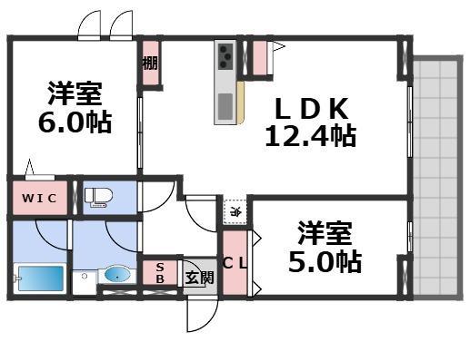クラシスト深江北(2LDK/1階)の間取り写真