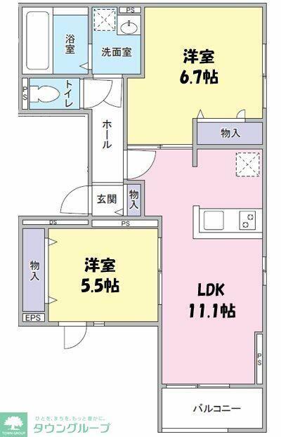 ELEGANTE SERENO(2LDK/2階)の間取り写真