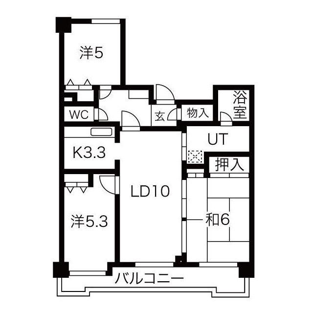 イトーピア豊田マンション(3LDK/12階)の間取り写真