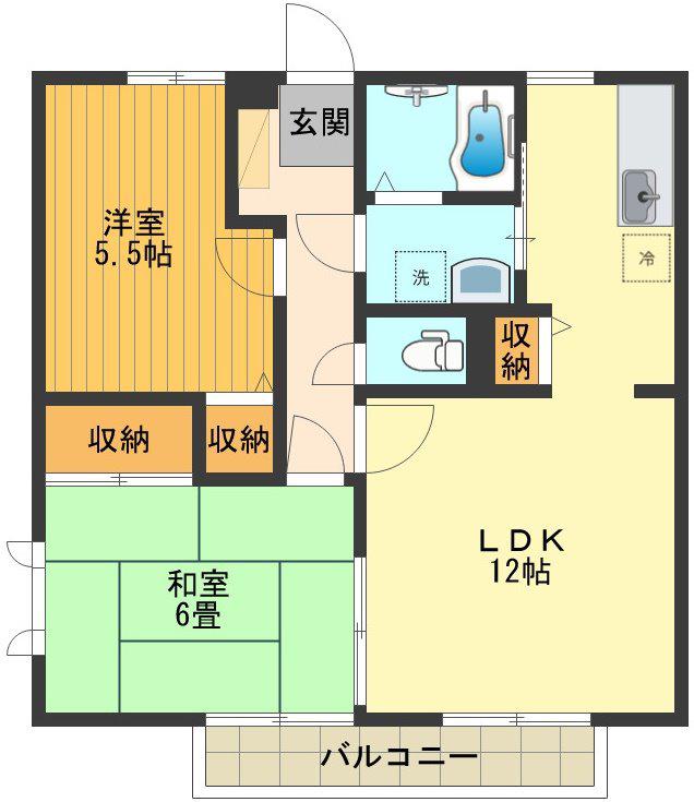 レークヒル(2LDK/2階)の間取り写真