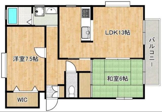 ヴェルデュール(2LDK/1階)の間取り写真