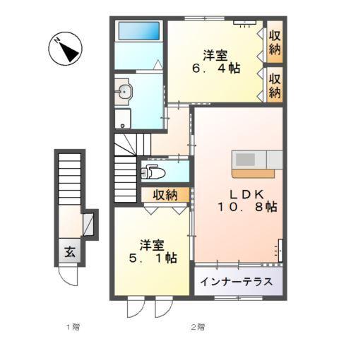 サニーコート(2LDK/2階)の間取り写真