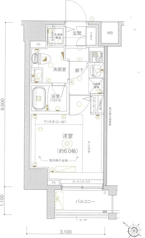 レア横濱アヴニール(1K/2階)の間取り写真