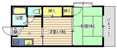 押部マンション(2K/1階)の間取り写真