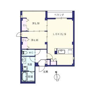 CASA UNO(2LDK/2階)の間取り写真