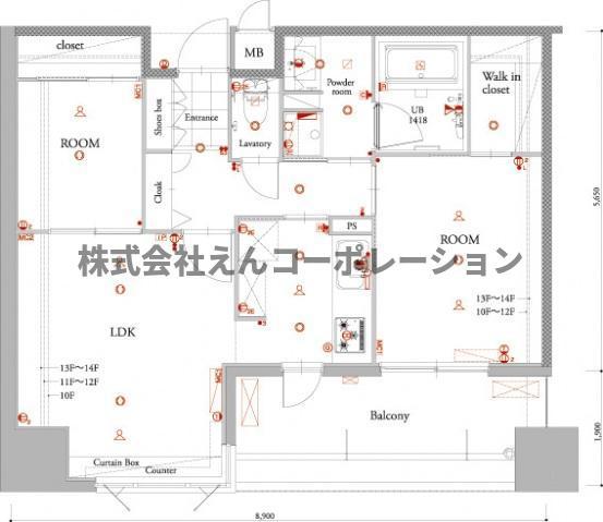 エンクレスト博多PREMIER(2LDK/11階)の間取り写真