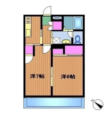 杉崎コーポラス(2K/2階)の間取り写真