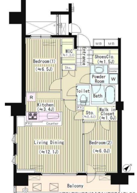 PRIME URBAN 東中野 COURT(2LDK/8階)の間取り写真