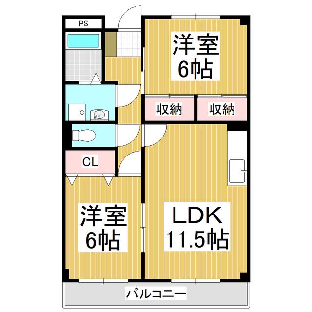 LIMPIA TAKAIDE B(2LDK/3階)の間取り写真