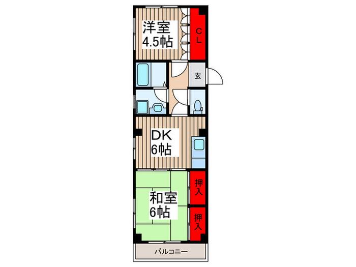 パストラルオオクボ(2DK/4階)の間取り写真