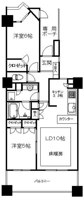 グランアルト豊洲(2LDK/11階)の間取り写真