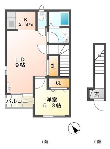PURE HOUSE(1LDK/2階)の間取り写真