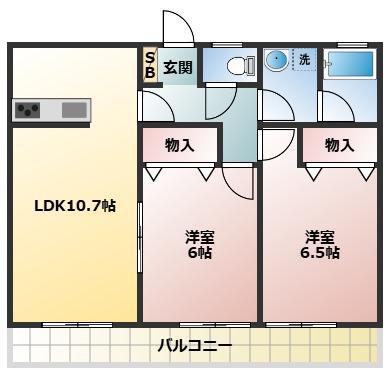 ヒルズI(2LDK/1階)の間取り写真