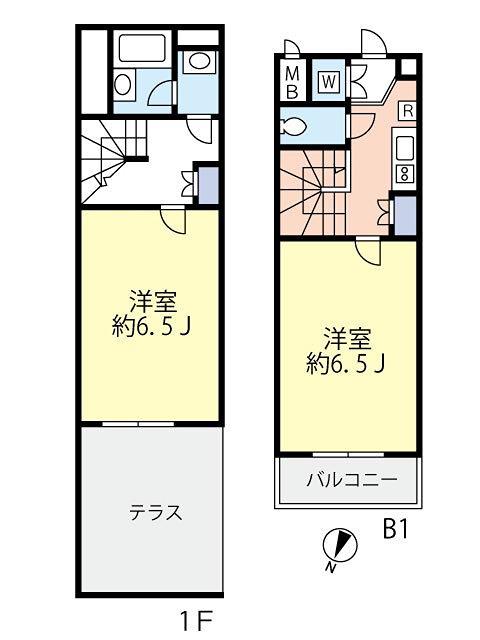 ルーブル中野富士見町伍番館(2K/1階)の間取り写真
