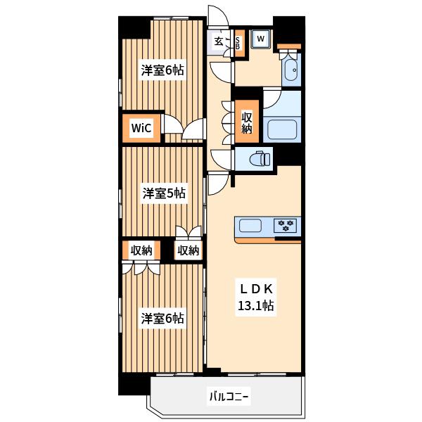 プレシス八王子(3LDK/14階)の間取り写真