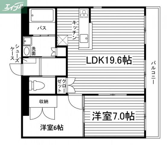 アスティ学南町(2LDK/1階)の間取り写真