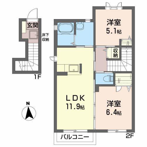 エクセルコートK(2LDK/2階)の間取り写真