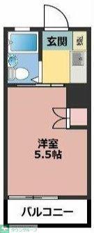 妙蓮寺サンテラス(1K/2階)の間取り写真