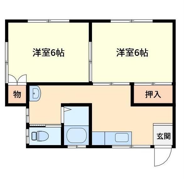 かすみ荘(2DK/1階)の間取り写真