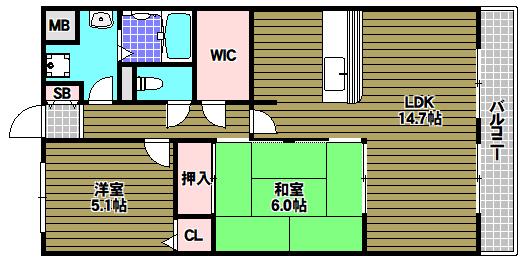 リヴィエール寺内町(2LDK/1階)の間取り写真