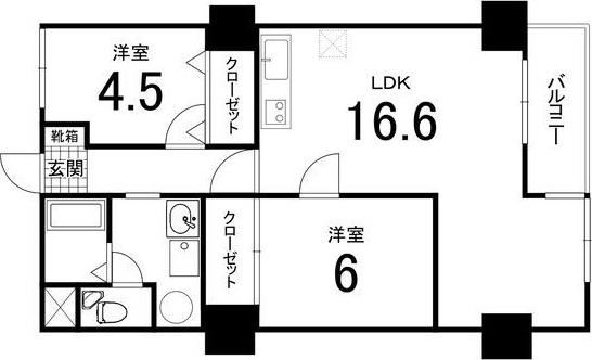 パシフィック南3条(2LDK/13階)の間取り写真