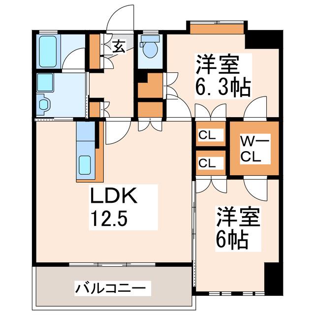 NICEマンション九品寺熊大医学部前(2LDK/3階)の間取り写真