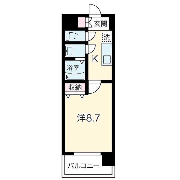 アーバンフラッツ長町(1K/6階)の間取り写真