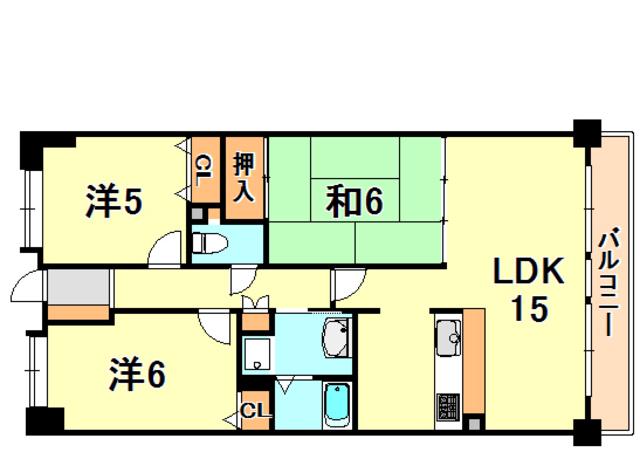 ラウムズ垂水(3LDK/4階)の間取り写真