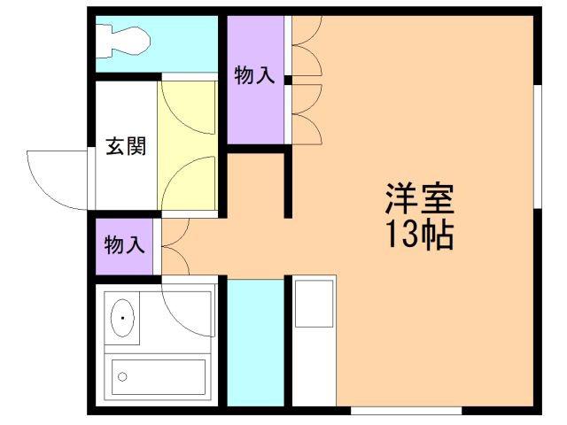 アリエス(ワンルーム/2階)の間取り写真