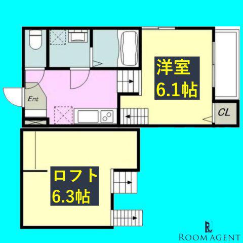 アルバーノ中村LUXE(1K/2階)の間取り写真