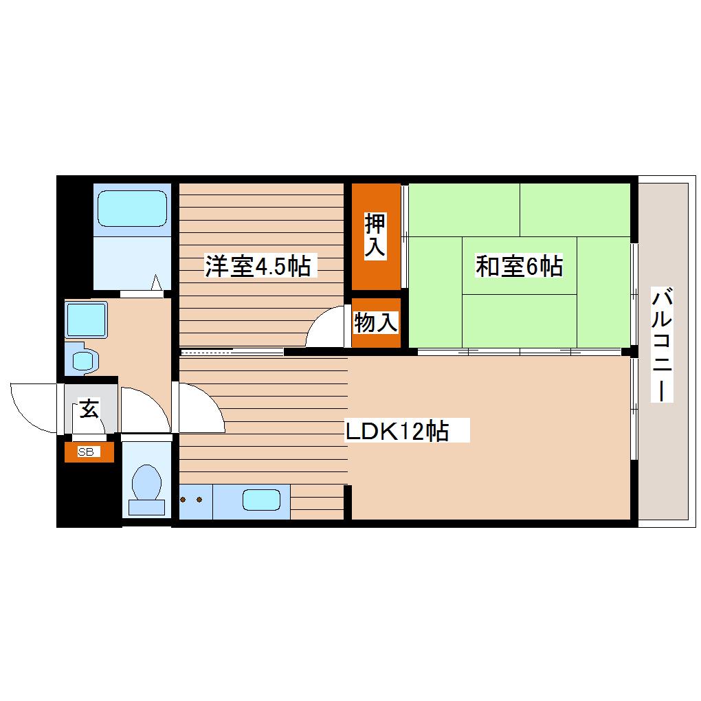 福室アベニュー(2LDK/5階)の間取り写真
