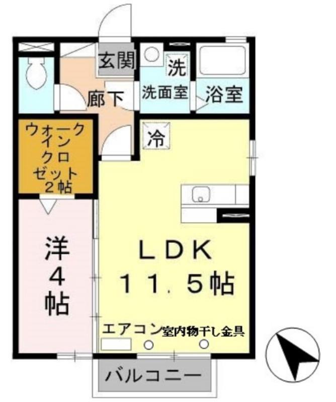 エクセル熊見(1LDK/2階)の間取り写真