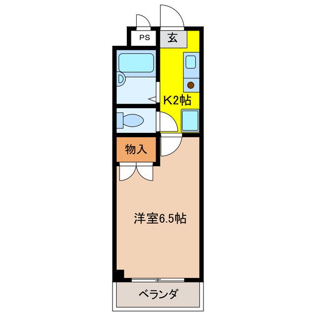リズ スクエア 中棟(1K/2階)の間取り写真